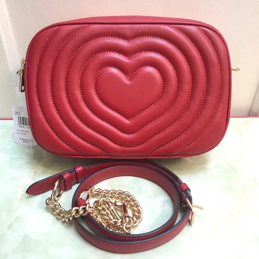 COACH Jes Crossbody With Heart Quilting 1941 Red